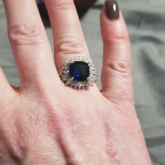 Ladies fashion blue sapphire & whsapphire ri.  New - Picture 12 of 12